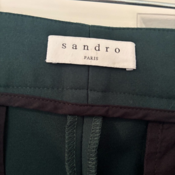 Sandro forest green high waisted women's pants with blue and white side stripe - Picture 3 of 3